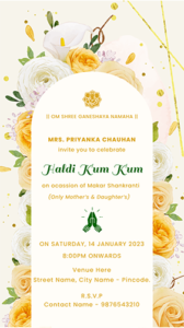 Floral Haldi Kumkum Invitation Card