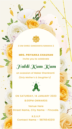 Floral Haldi Kumkum Invitation Card