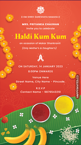 Haldi Kumkum Invitation Card for Whatsapp