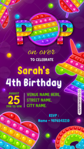 Pop It Birthday Invitation Card Online