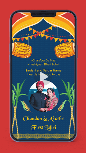 after wedding couple 1st first lohri invitation video card for whatsapp