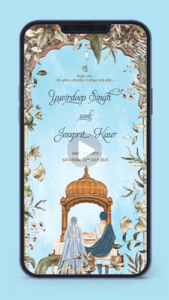 Anand Karaj Beautiful Floral Sikh Punjabi Wedding Invitation Video Digital Invitation Card for Whatsapp