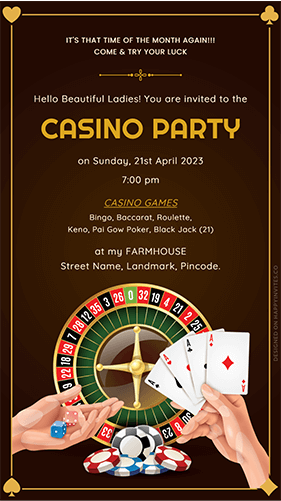 Casino Theme Kitty Party Invitation