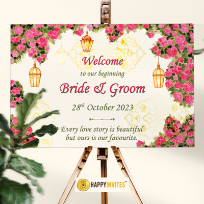 Wedding Welcome Board Design | Entrance Board - Happy Invites
