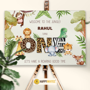 Jungle Theme Birthday Welcome Board