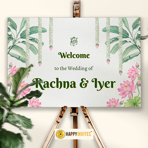 South India Wedding Welcome Board Design