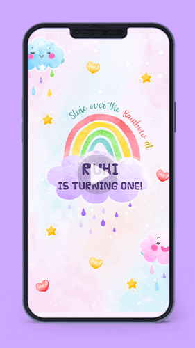 rainbow theme party birthday invitation video card