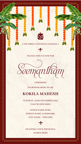 Traditional Seemantham Invitation Online