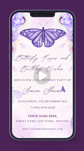 Butterfly Theme Birthday Invitation Card