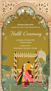 Haldi Invitation Card with Caricature