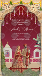 Indian Wedding Invitation Card with Caricature