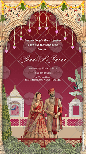 Indian Wedding Invitation Card with Caricature