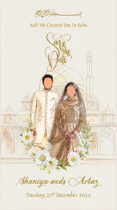 Islamic Muslim Wedding Invitation with Caricature