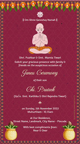 Janeu Invitation Card Online Brahmopadesham