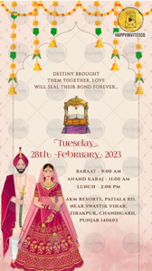 Sikh Wedding Invitation with Caricature