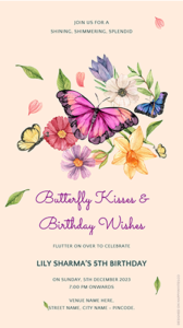 Unique Butterfly Birthday Invitation Card