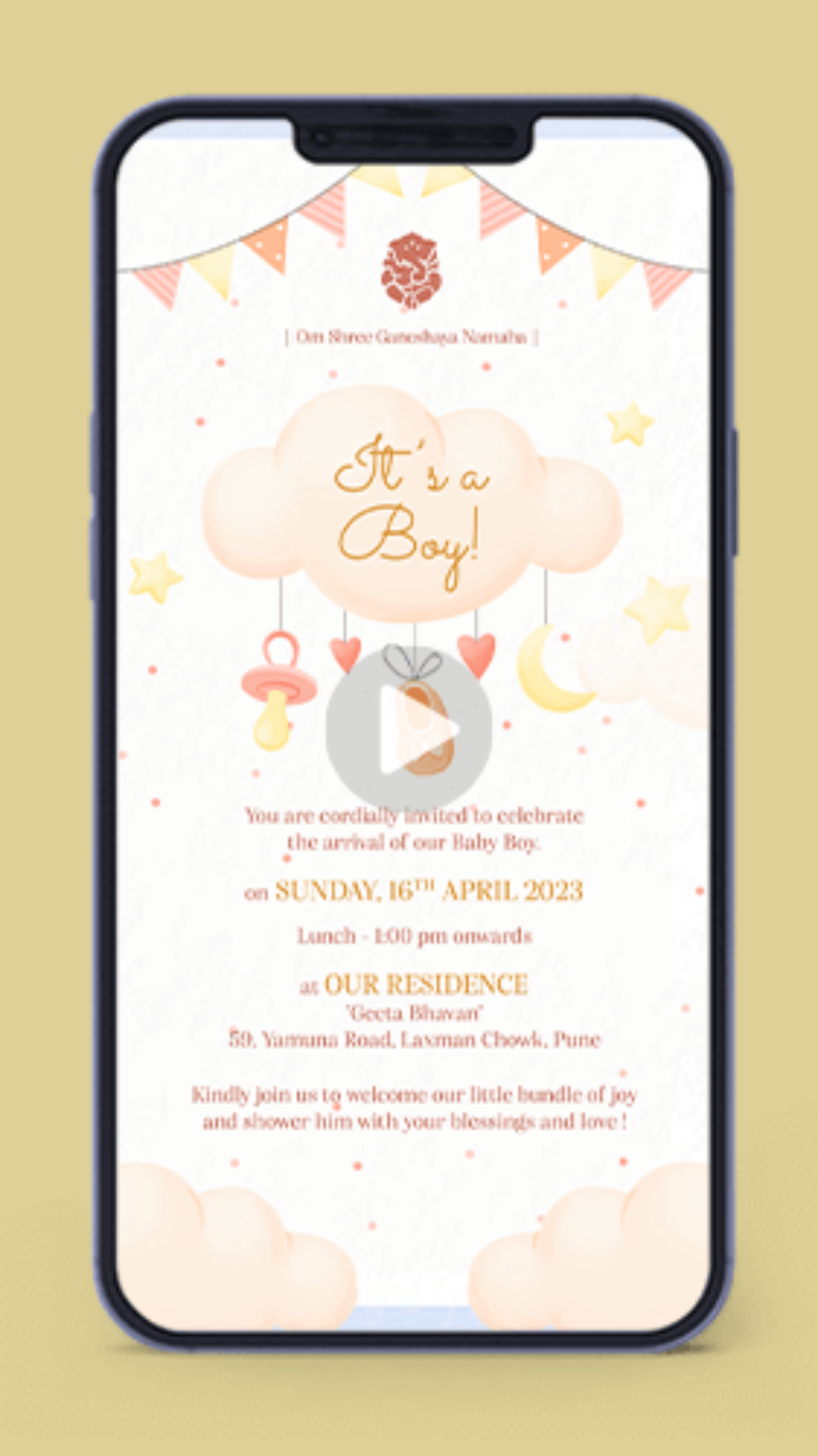 Birth Announcement Template - Happy Invites Digital Card Maker, image size:1200x2135