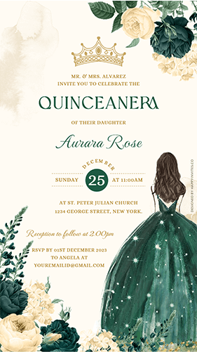 Emerald Green Quince Invitations Card