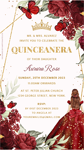 Red Quinceanera Invitations Card Online