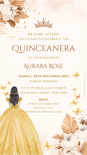Rose Gold Quinceanera Invitations Card