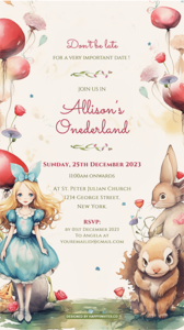 Alice in Onederland Invitation Card