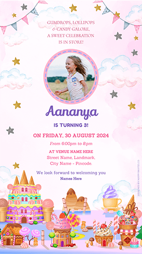 Candyland Birthday Invitation Card