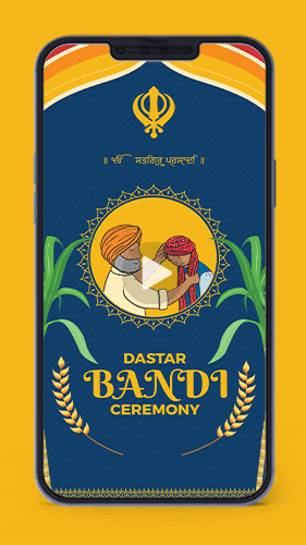 Dastar Bandi Ceremony Invitation Card Video Maker Digital Invite for Whatsapp