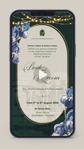 HW29F Traditional Indian Hindu Floral Wedding Invitation Card for whatsapp
