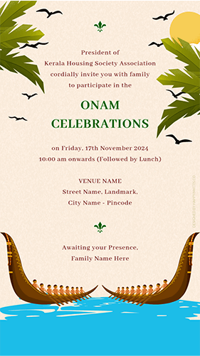 Onam Celebration Invitation Card