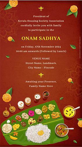 Onam Sadhya Invitation Card