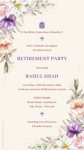 Retirement Function Invitation Card Online