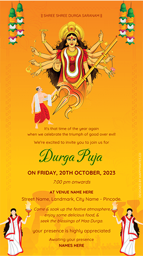 Bengali Durga Puja Invitation Card Design