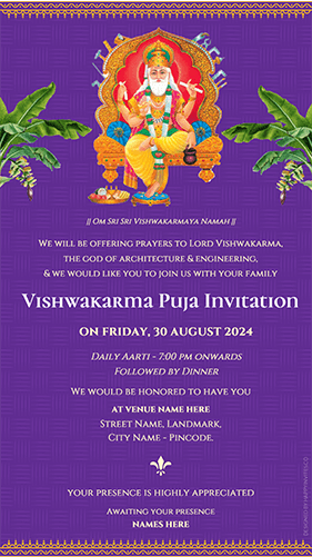 Invitation Card Design for Vishwakarma Puja