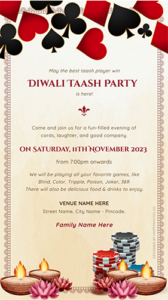 Catchy Diwali Taash Party Invitations
