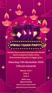 Creative Quirky Taash Teen Patti Poker Night - Diwali Cards Party Invitation Card
