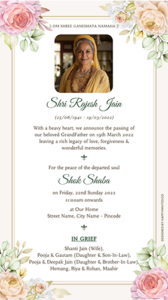 Shok Sabha Invitation Card