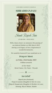 Shradhanjali Invitation Card in English