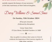 Christian Wedding Card with Bible Verse