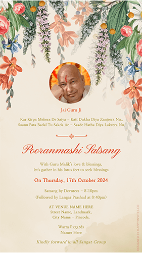 Pooranmashi Guruji Satsang Invitation