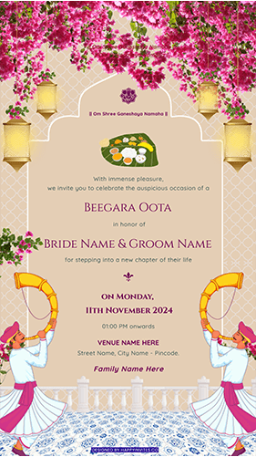 Beegara Oota Invitation Card in English
