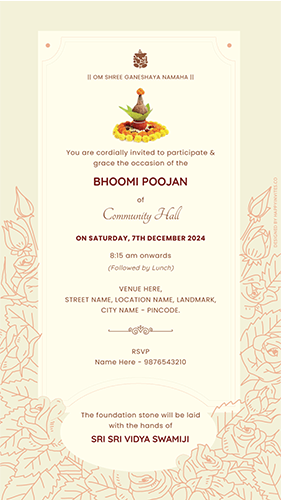 Bhoomi Puja Invitation Card Online