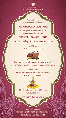 Bhoomi Puja Invitation Card