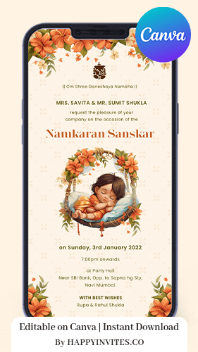 Indian Naming Ceremony Invitation