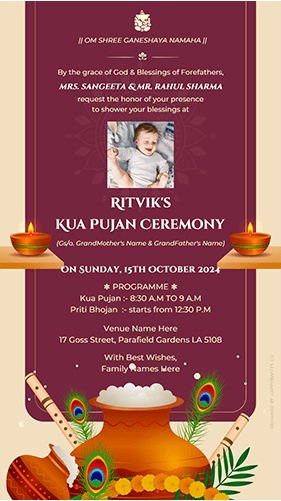 Kua Pujan Invitation Card Whatsapp