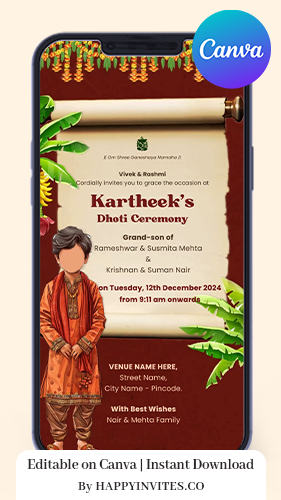 Panchalu Dhoti Ceremony Invitation