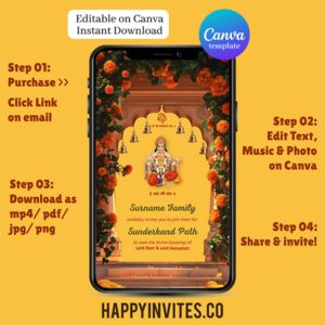 SP01 Sunderkand Path Hanuman Jayanti Invitation Card Template Video