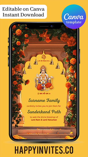 SP01 Sunderkand Path Invitation - Editable Canva Invitation Card Template Video Digital