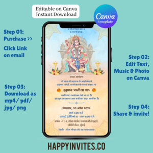 SP03 Hanuman Jayanti Invitation Card Video in Hindi Template Sunderkand Chaalisa Shri Balaji Chowki