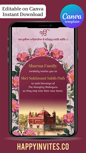 SSP01 Sukhmani Sahib Path Invitation Card Video Template for Whatsapp Canva for new home