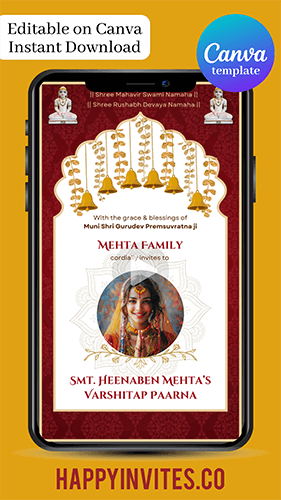 VP02 Jain Varshitap Parna Invitation Card Video Canva Templare Editable Maker